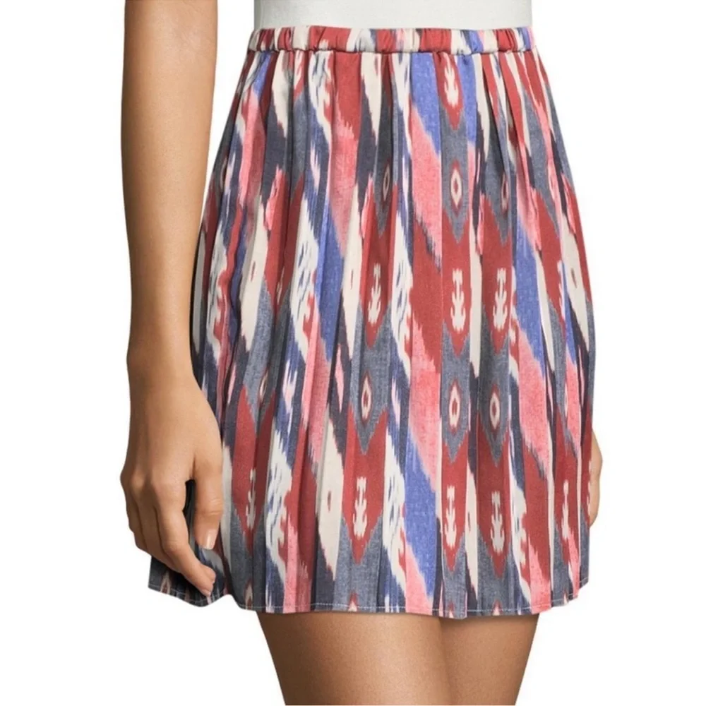 ISABEL MARANT Etoile Hanoi Pleated Mini Skirt Ikat Chic Designer Boho Size S